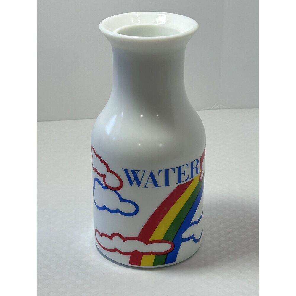 Vintage Rainbow, Red‎ and Blue Clouds 1 quart White Decor Water Pitcher